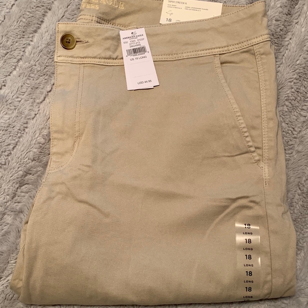 American Eagle Size 18 Long Khaki Pants-NWT